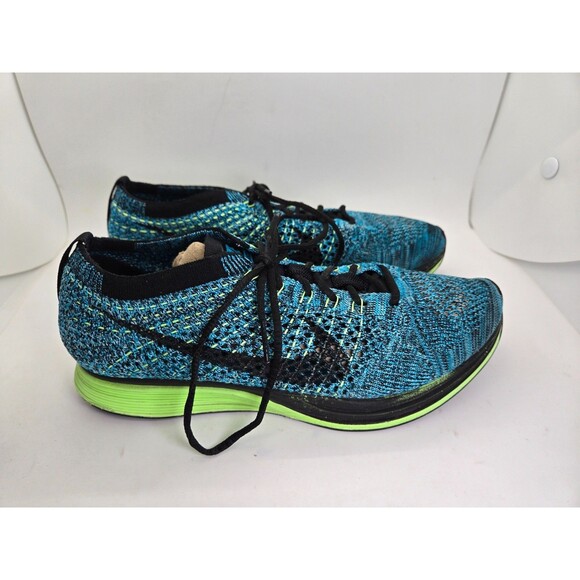 Nike Flyknit Racer Shoes Men's 6.5 Blue Lagoon Running Athletic Workout Sneakers - Picture 1 of 8